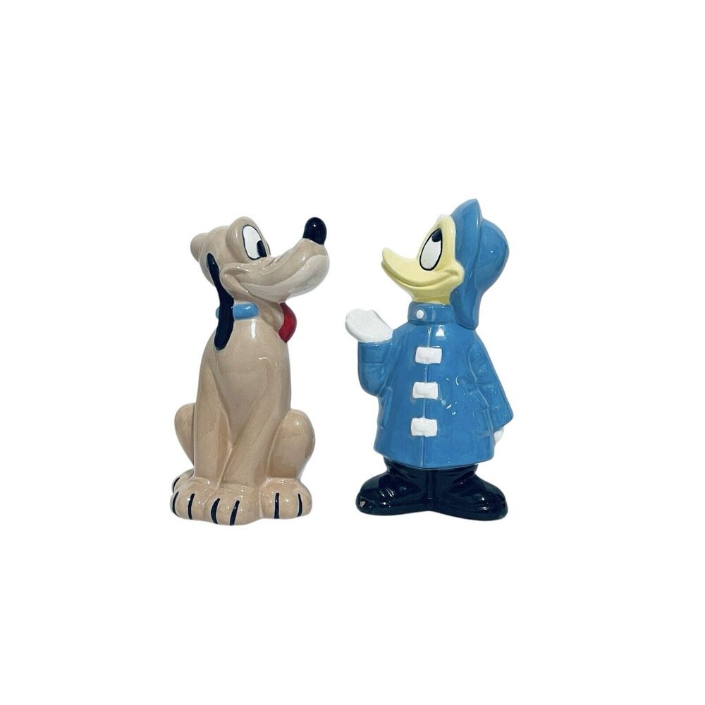 Vintage 1982 Disney Donald Duck Pluto Hand Painted Ceramic Figurines